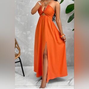 SHEIN Vibrant Orange Maxi Dress